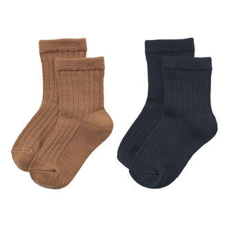 Wheat Strømper - 2-pak - Uld - Rib - Navy