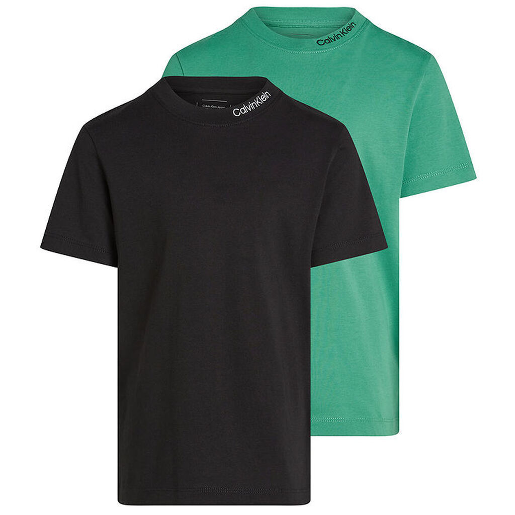 Calvin Klein T-shirt - 2-pak - Neck Embro - Black/Bahama Green