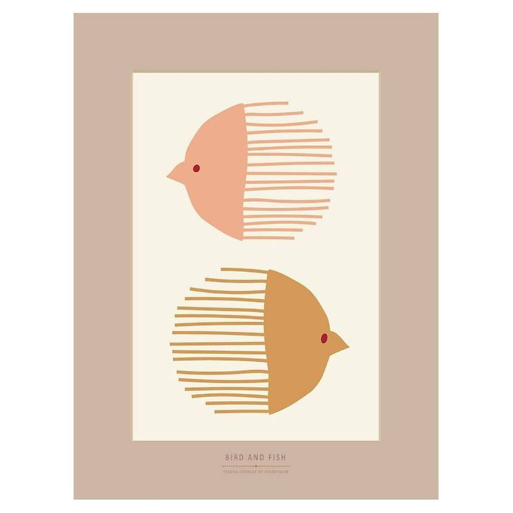 Vissevasse Plakat - 50x70 - Bird And Fish