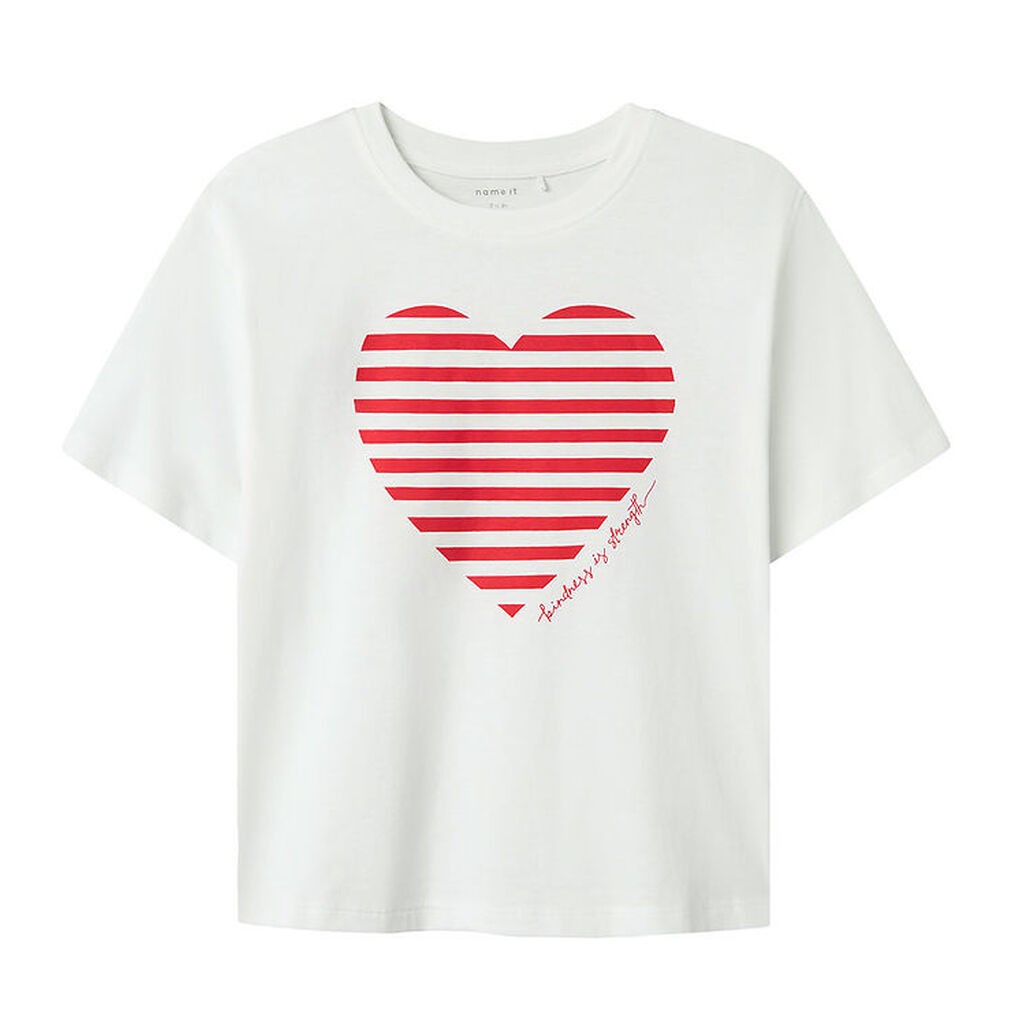Name it T-shirt - NkfFesko - Bright White m. Hjerte