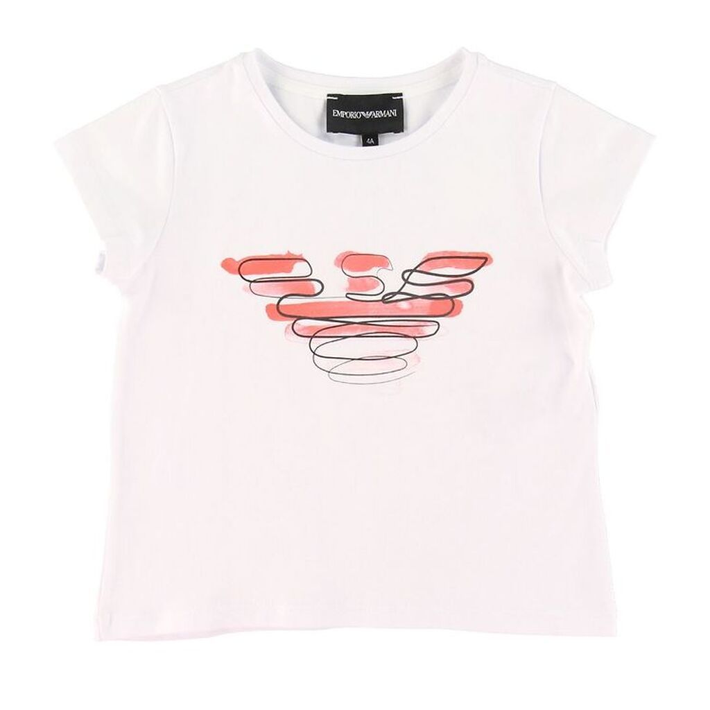 Emporio Armani T-shirt - Hvid m. Rosa Logo