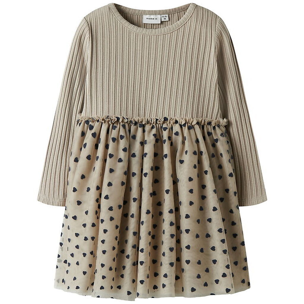 Name It Kjole - Rib - NmfNea Tulle - Island Fossil