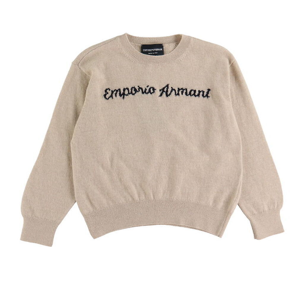 Emporio Armani Bluse - Polyamid/Uld - Beigemeleret m. Sort