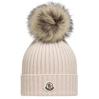 Moncler Hue - Uld - Lysegrå m. Imiteret Pelskvast