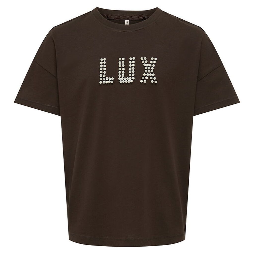 Kids Only T-shirt - KogKate - O-Neck Pearl Top - Black Coffee/Lu