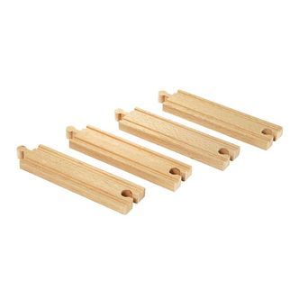 BRIO Lige Skinner - 4 dele - Medium - Træ 33335
