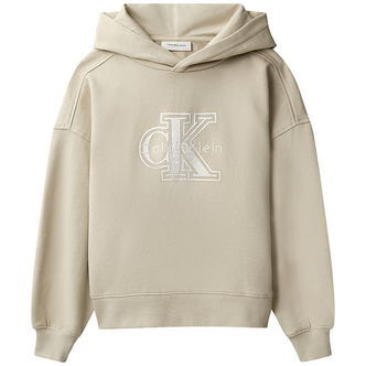 Calvin Klein Hættetrøje - Velvet Monologo - Ancient Marble Grey