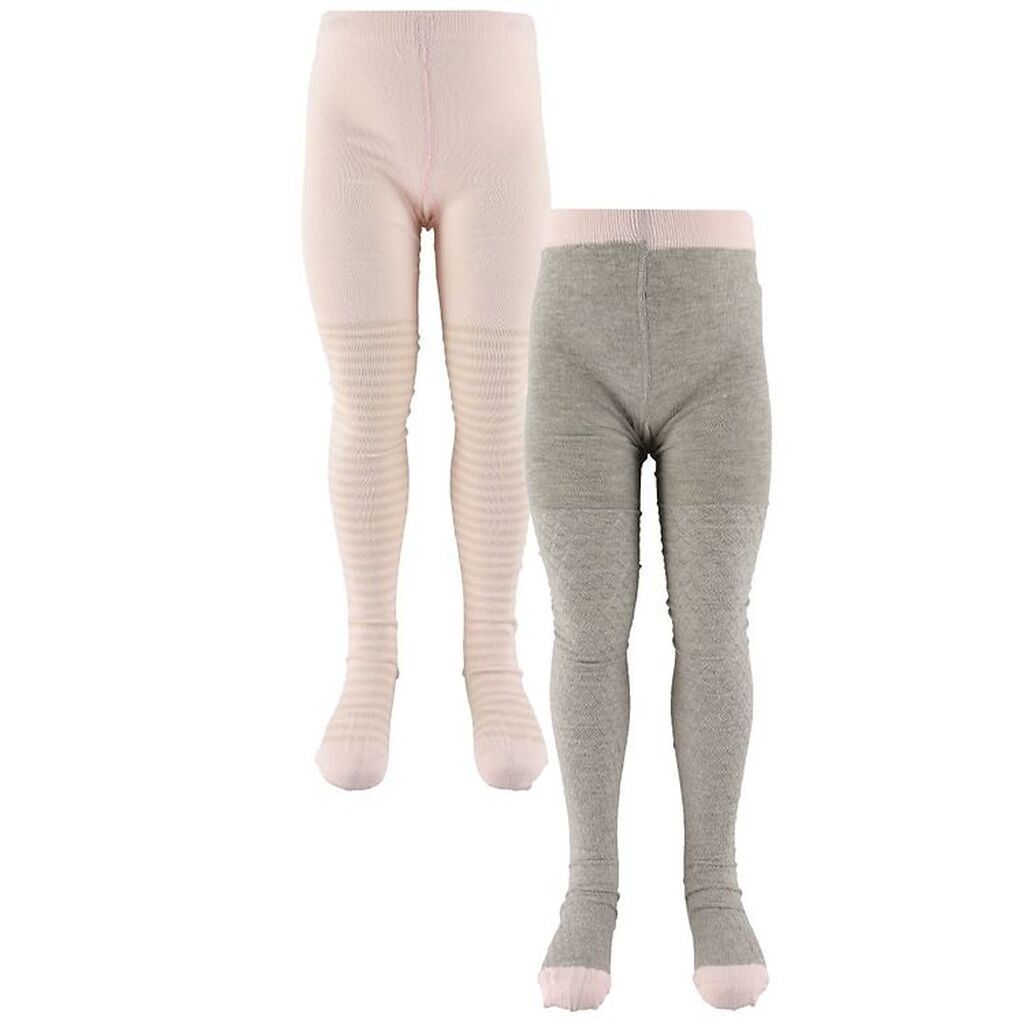 Minymo Strømpebukser - 2-pak - Grå/Rosa