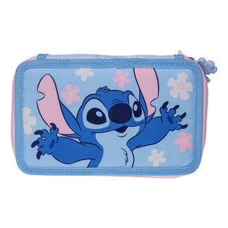 Disney Stitch Penalhus m. Indhold - Lyseblå