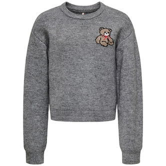 Kids Only Bluse - Strik - KogTeddy - Medium Grey Melange/Teddy