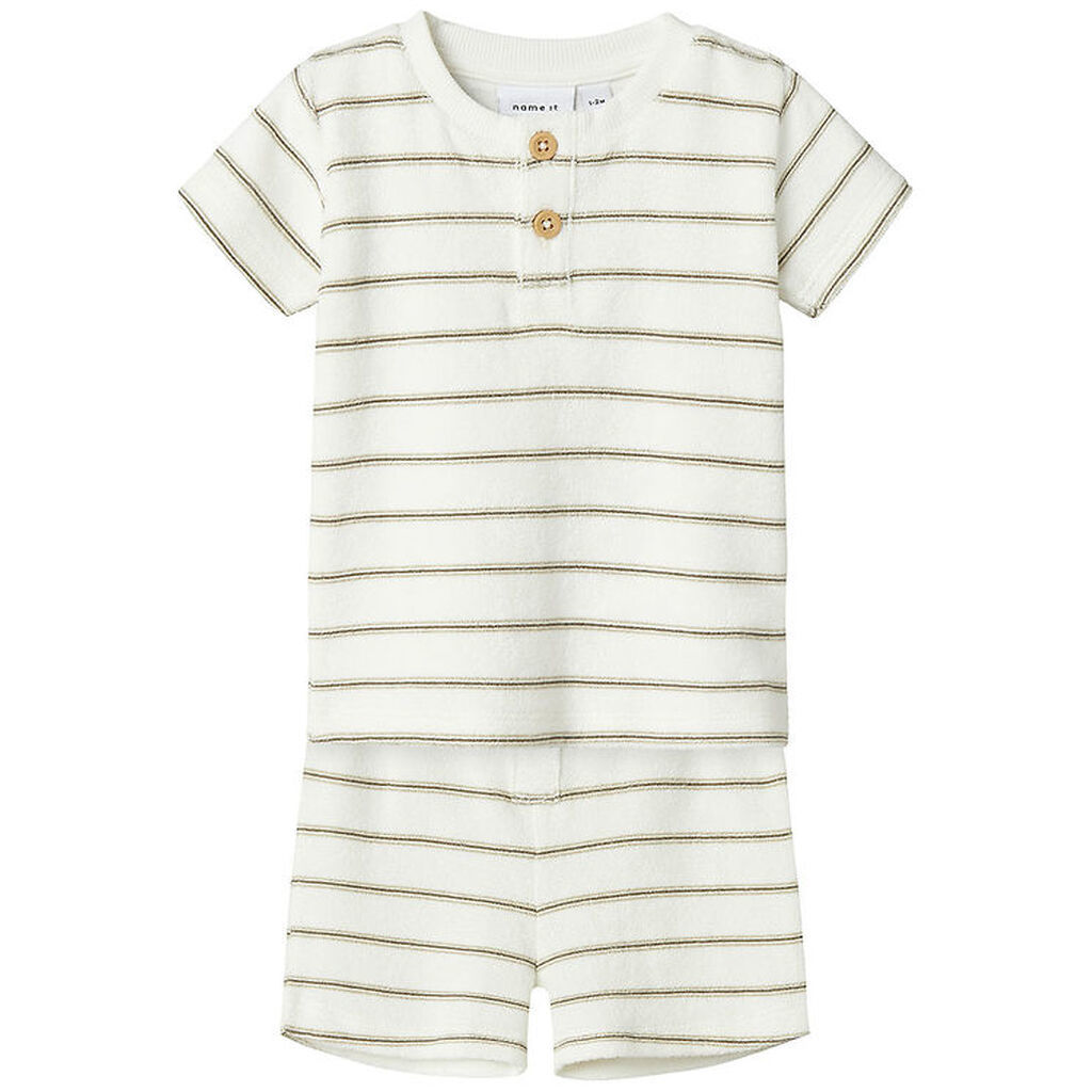 Name It Shortssæt - Shorts/T-shirt - NbnOterry - Cloud Dancer