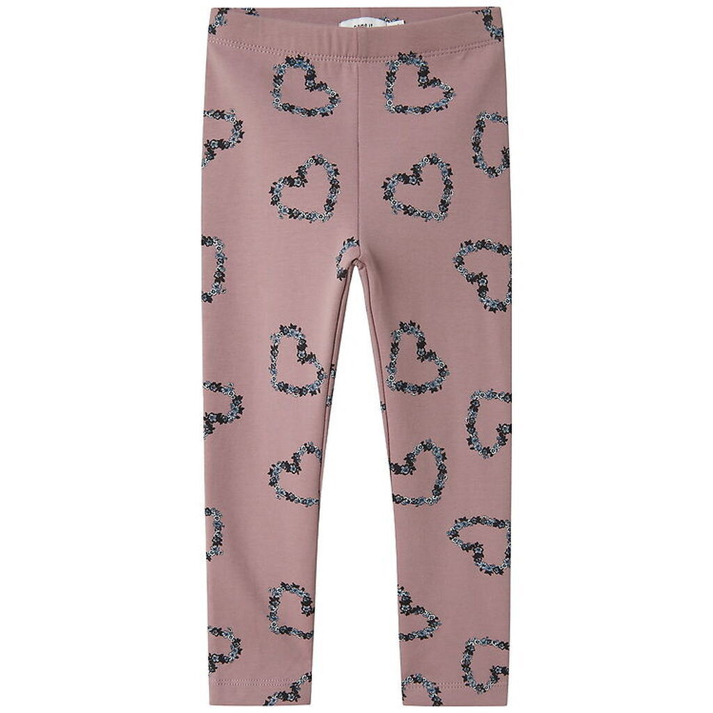 Name It Leggings m. Fleece - NmfOlukria - Toadstool m. Hjerter