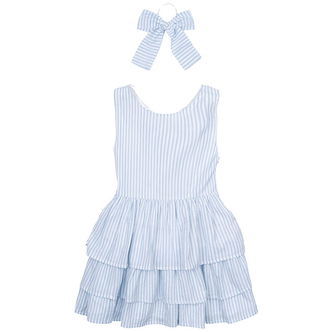 The New Kjole/Hårelastik - TnNalani - White Swan Striped m. Glim