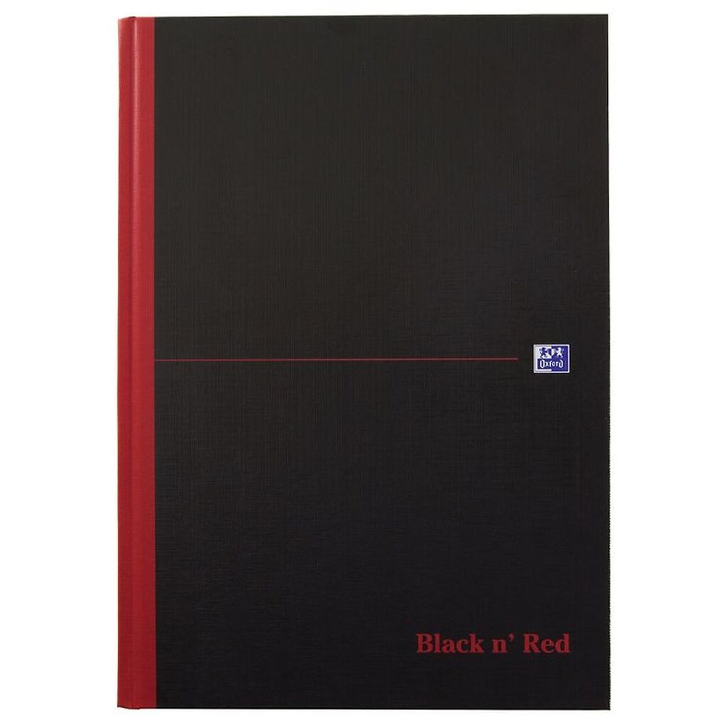 Oxford Notesbog - Hard Cover - Linieret - A4 - Sort/Rød