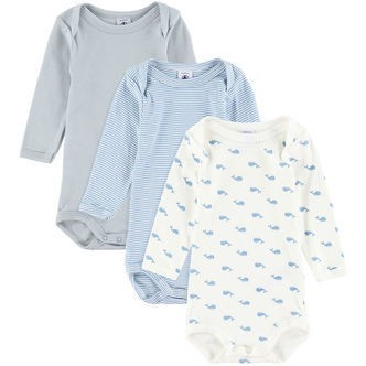 Petit Bateau Body l/æ - 3-pak - Blå/Hvid