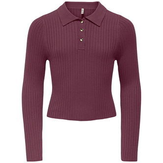 Kids Only Polo - Rib - Strik - KogMila - Mauve Wine/Gold Button