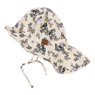 Mikk-Line Sommerhat - Long Neck - UV50+ - White Swan m. Blomster