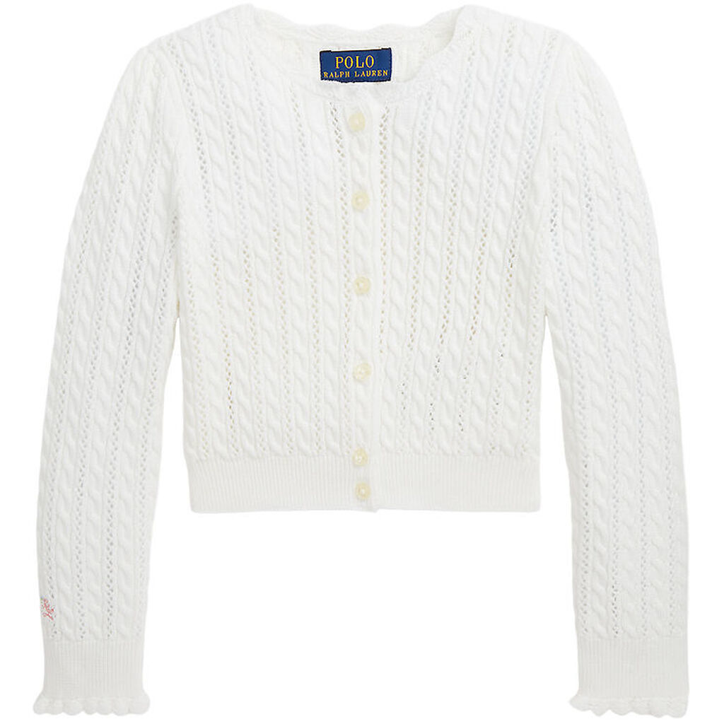Polo Ralph Lauren Cardigan - Strik - Hvid m. Hulmønster