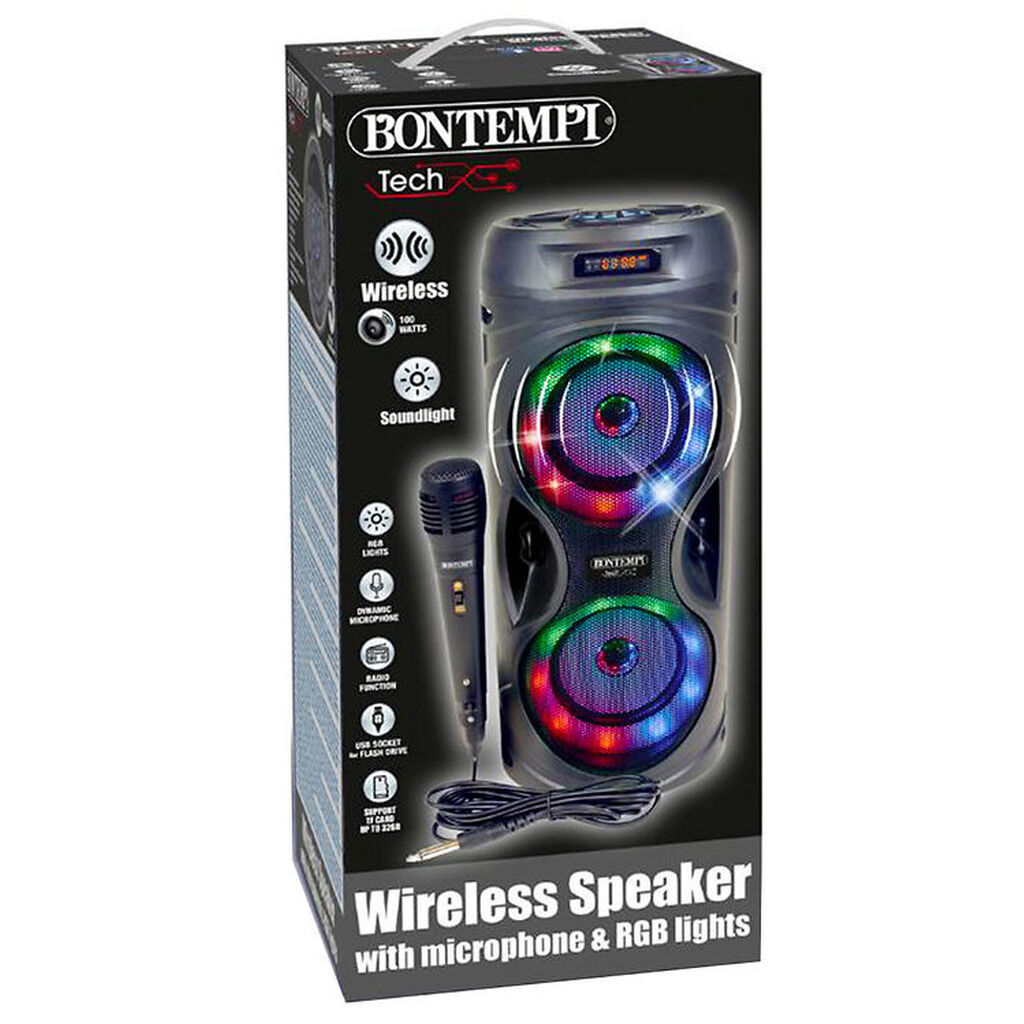 Bontempi Højtaler m. Mikrofon/Lys - 39 cm - Trådløs