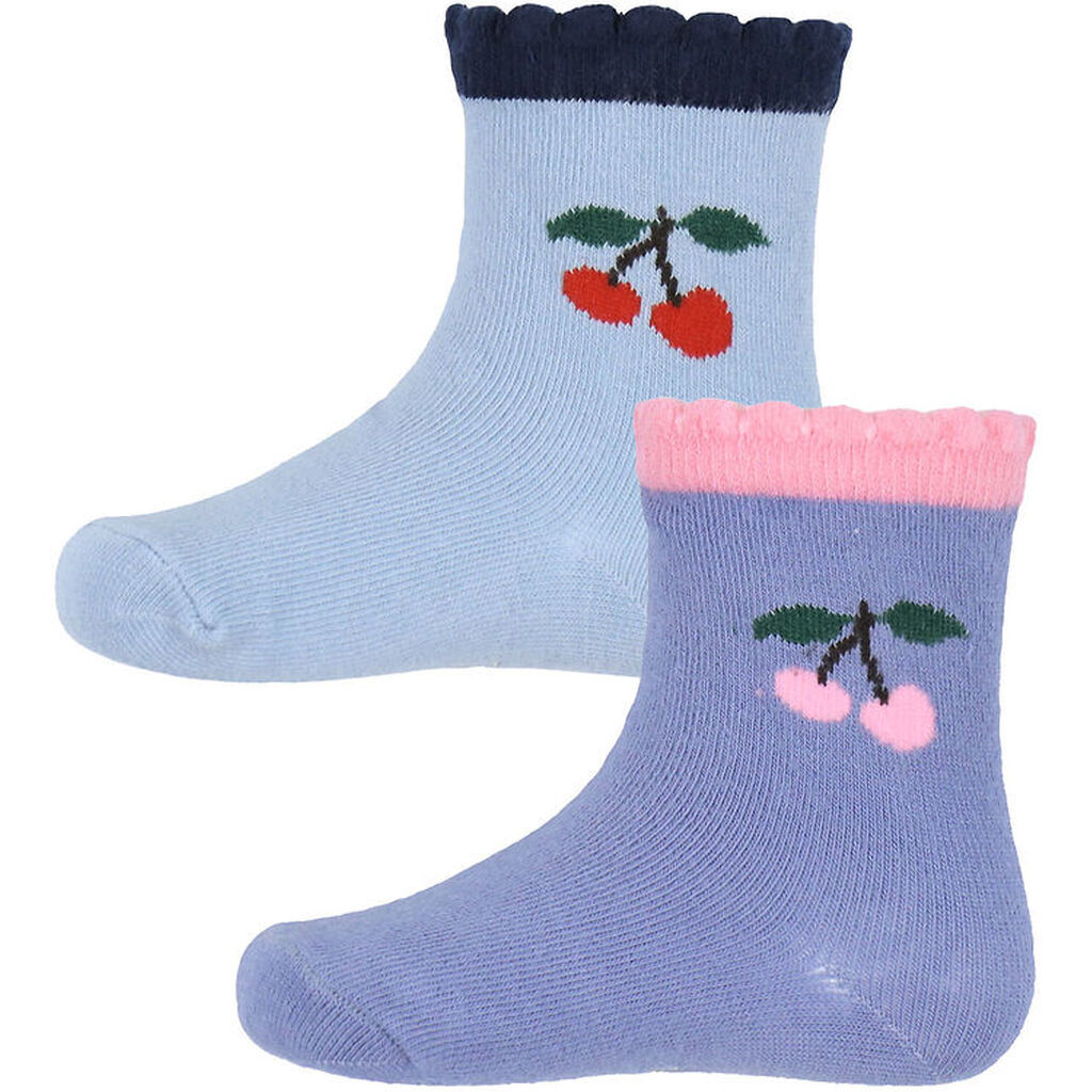 Konges Sløjd Strømper - 2-pak - Jaquard Frill - Blue Fog/Purple