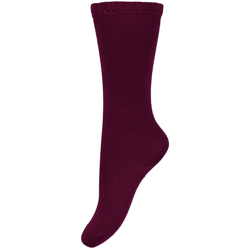 Condor Knæstrømper m. Blondekant - Syrah