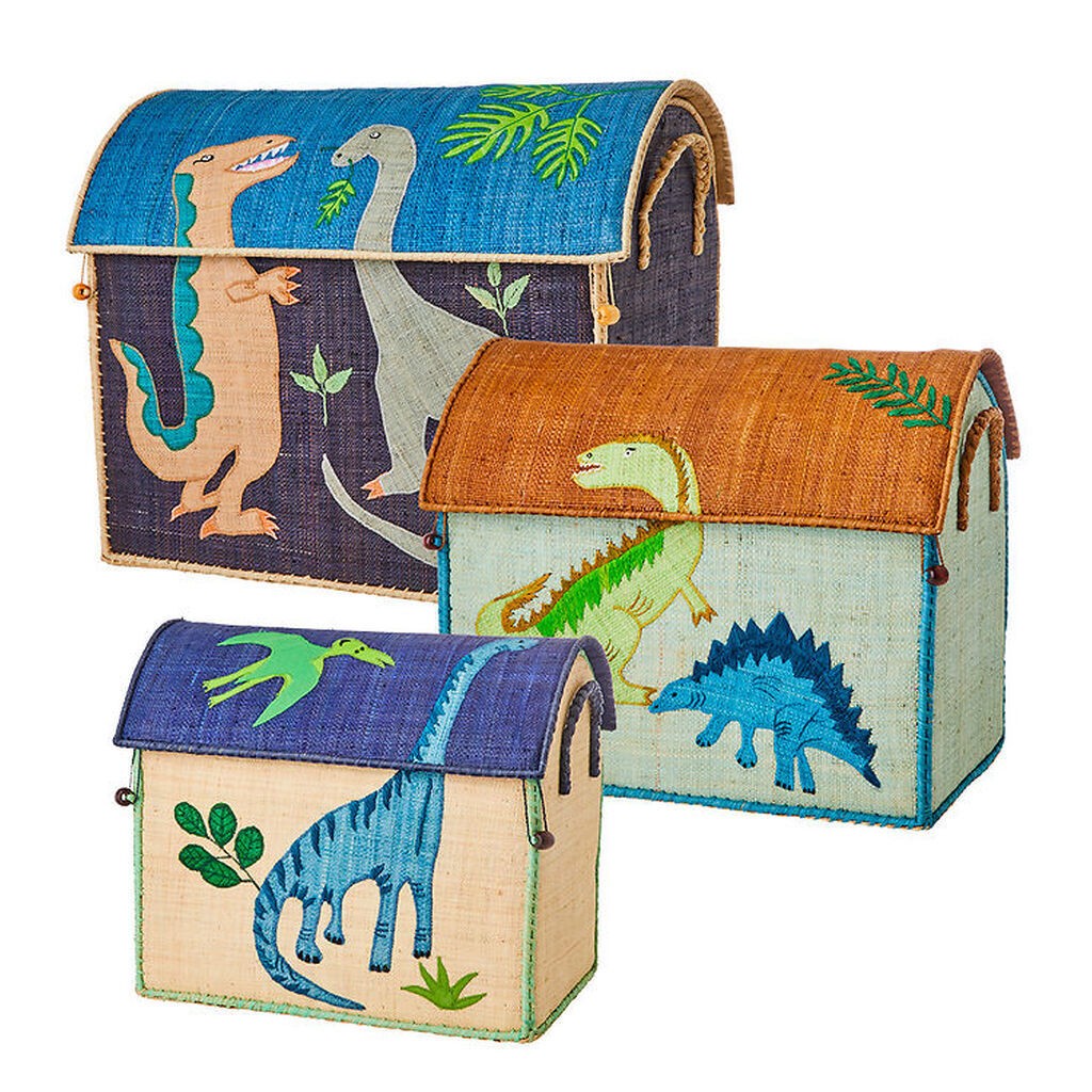 Rice Opbevaringskurve - Raffia - 3 stk. - 52/45/37 cm - Dinosaur