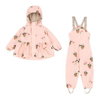 Konges Sløjd Regntøj m. Seler/Fleece - PU - Palme - Bow Kitty Pi