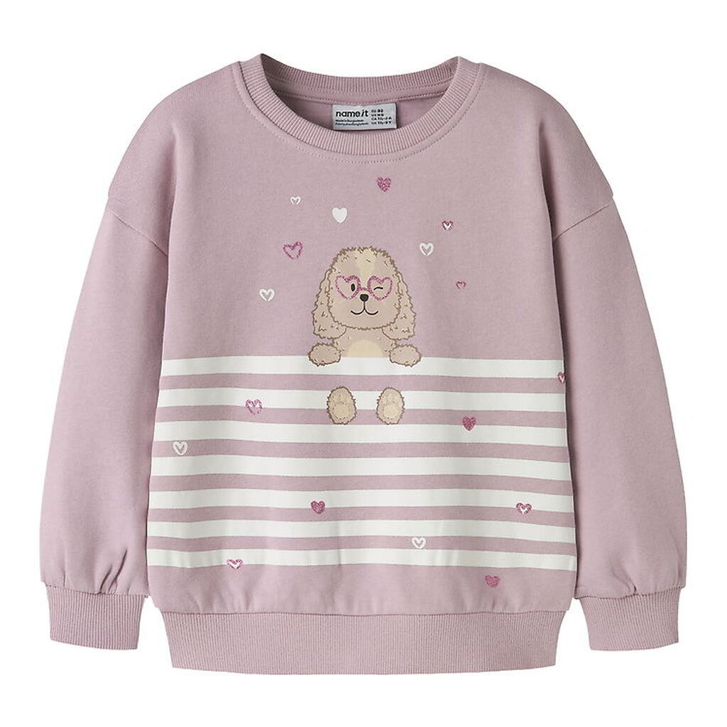 Name It Sweatshirt - NmfValona - Dawn Pink/Dog Heart Stripe