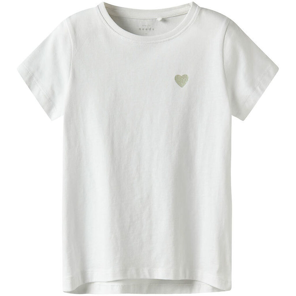 Name It T-shirt - Noos - NkfVioline - Bright White/Green Heart