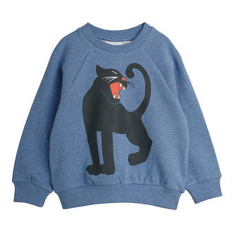Mini Rodini Sweatshirt - Blåmeleret m. Panter