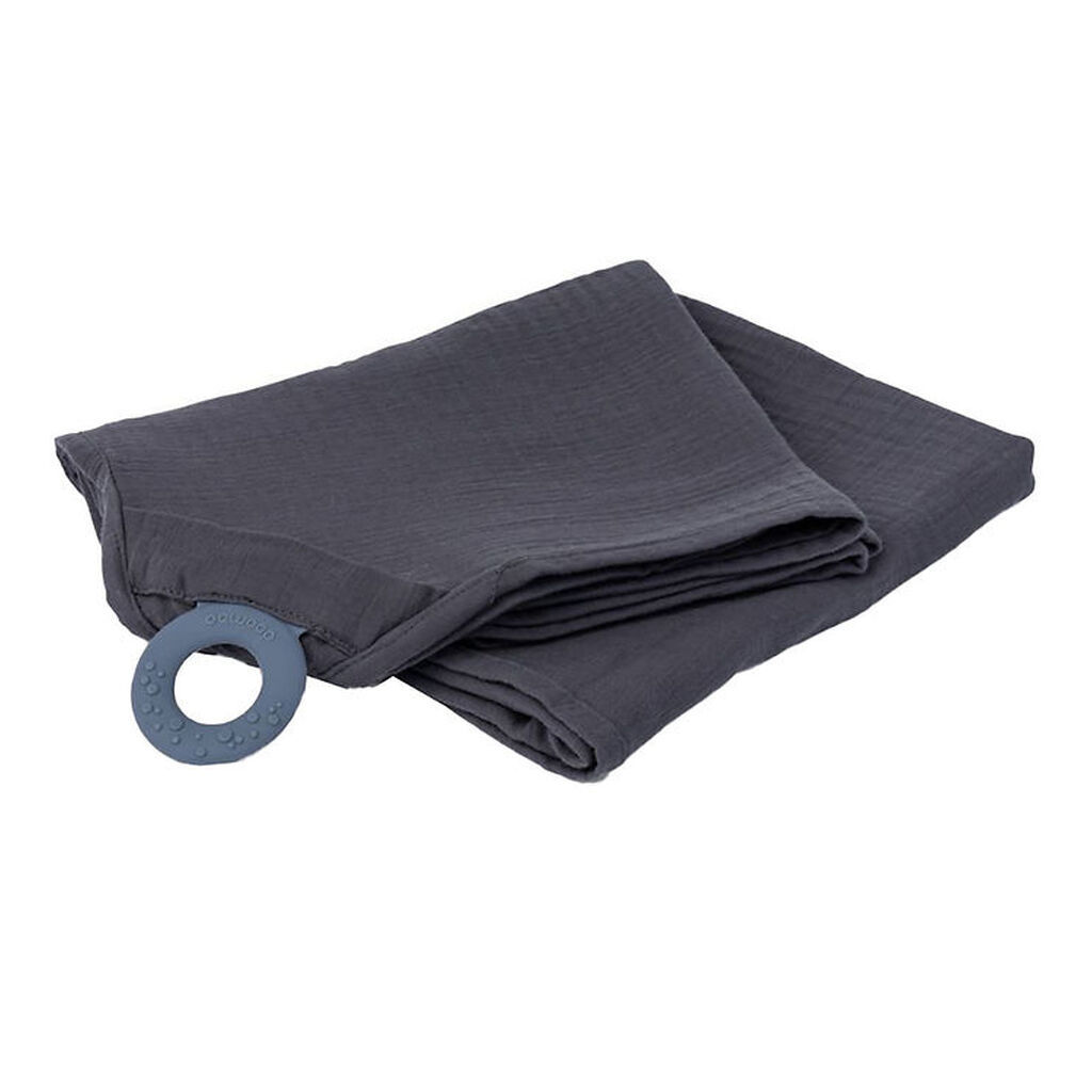 Doomoo Ammetæppe m. Bidering - Musselin - 100x85 cm - Grå