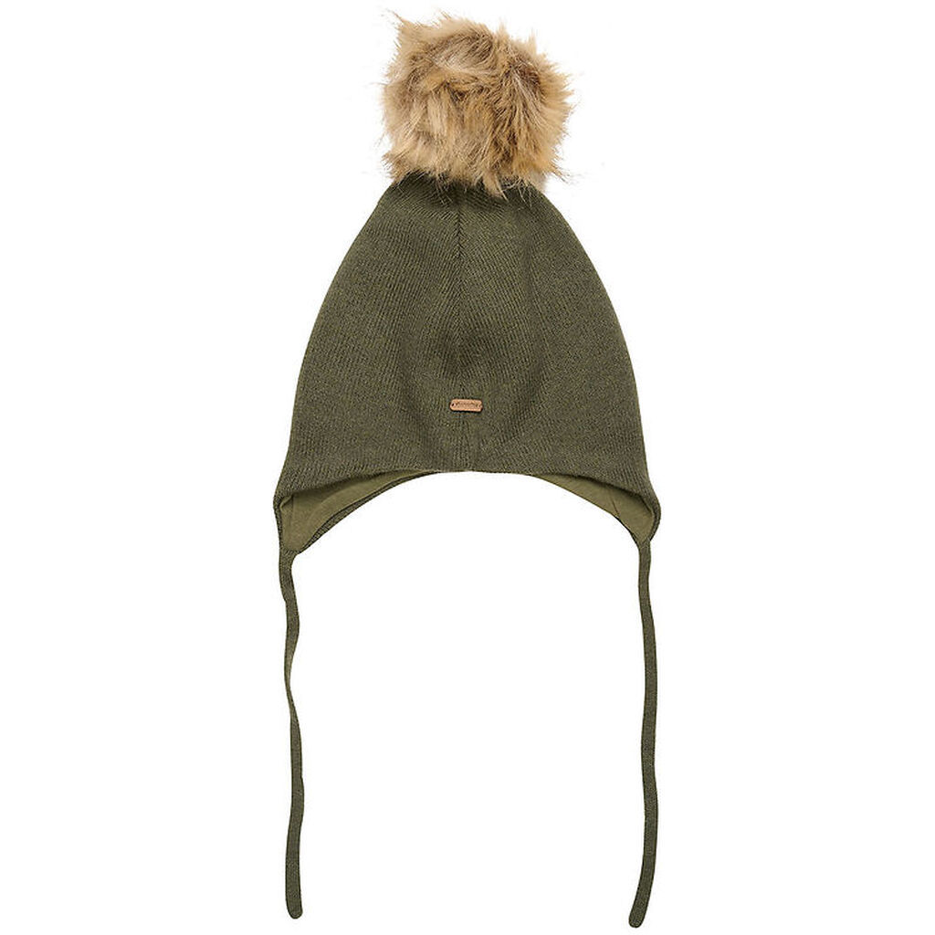 Minymo Hue - Uld/Bomuld - Olive Night m. Imiteret Pels