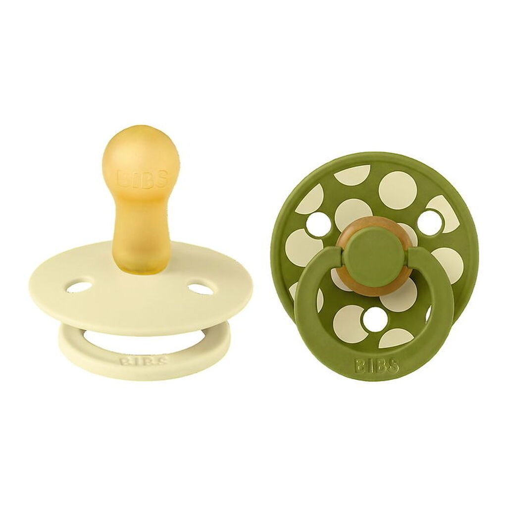 BIBS Studio Colour Sutter - Str. 2 - Rund - 2-pak - Luna/Wasabi