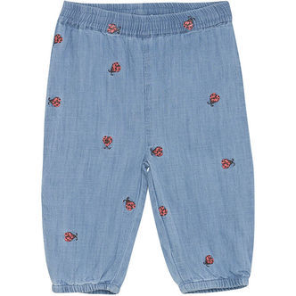 Minymo Bukser - Faded Denim m. Mariehøner