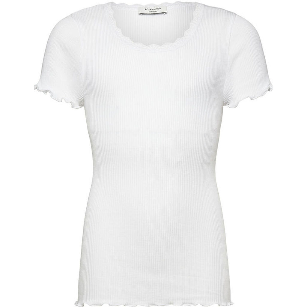 Rosemunde T-shirt - Rib - Balta - New White m. Blonder