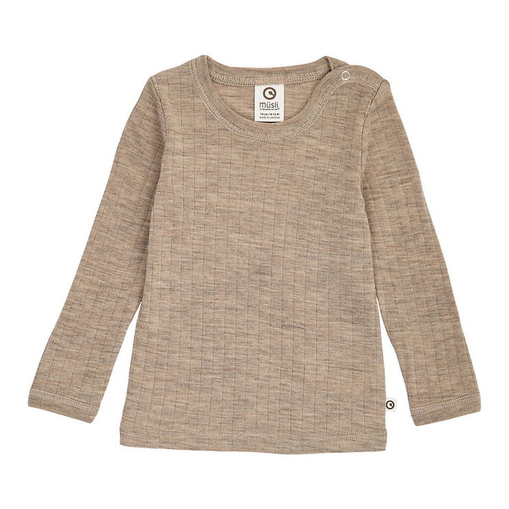 Müsli Bluse - Rib - Uld - Balsam Melange