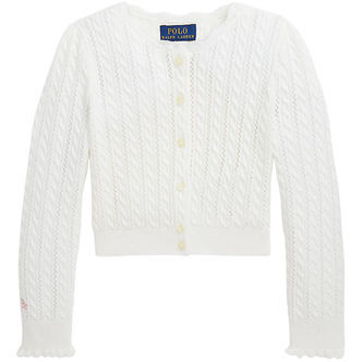 Polo Ralph Lauren Cardigan - Strik - Hvid m. Hulmønster