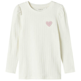 Name It Bluse - Rib - NmfDlove - Cloud Dancer m. Hulmønster
