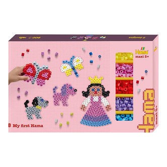 Hama Maxi Perlesæt - 900 stk. + 3 Plader - Prinsesse