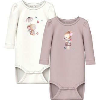 Name It Bodyer l/æ - NbfLotus - 2-pak - Cloud Dancer/Burnished