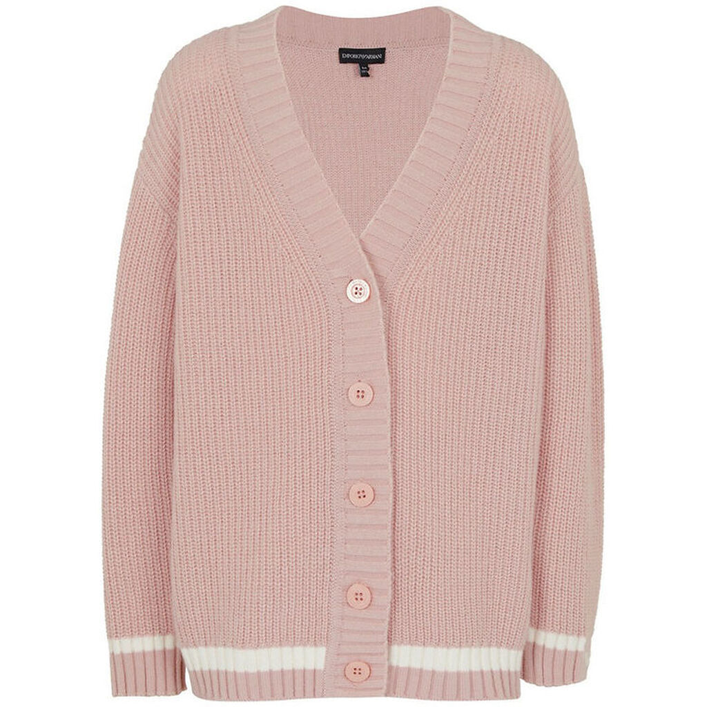 Emporio Armani Cardigan - Strik - Burnished Lilac m. Hvid
