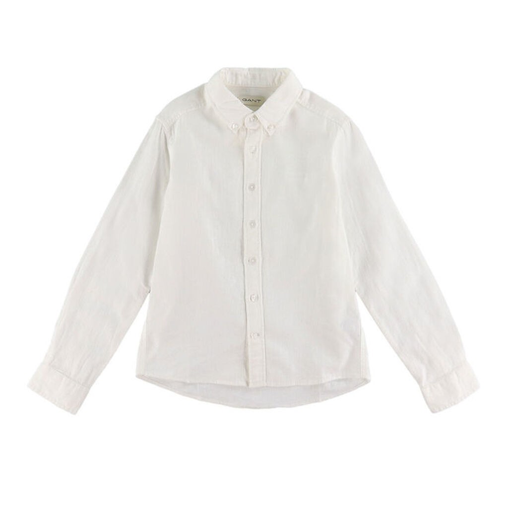 GANT Skjorte - Hør/Bomuld - Hvid