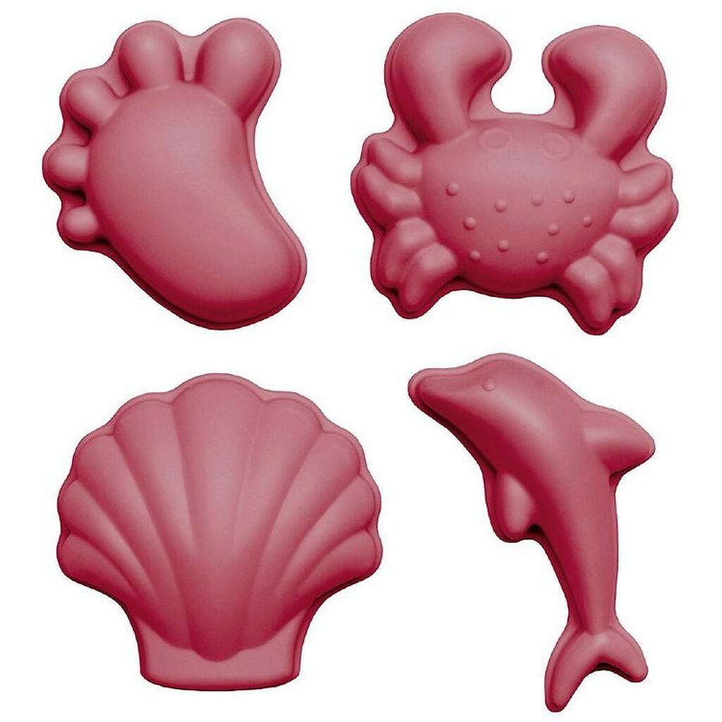 Scrunch Sandforme - 4 stk. - Silikone - 6,5-10,5 cm - Cherry Red