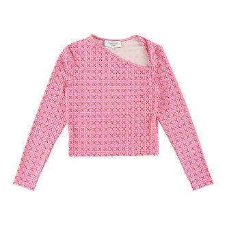Rosemunde Bluse - Cropped - Pink Tile Print