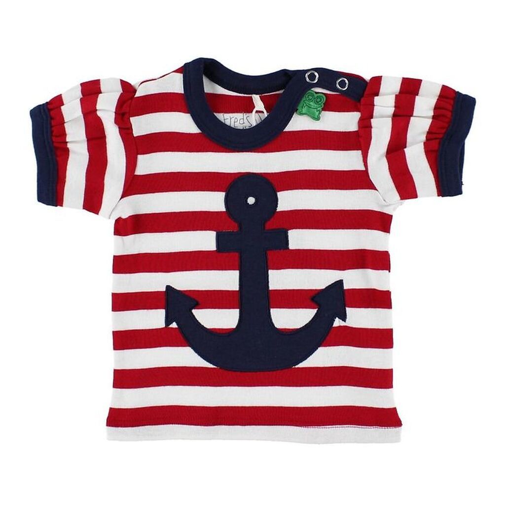 Freds World T-shirt - Rød/Hvidstribet m. Anker