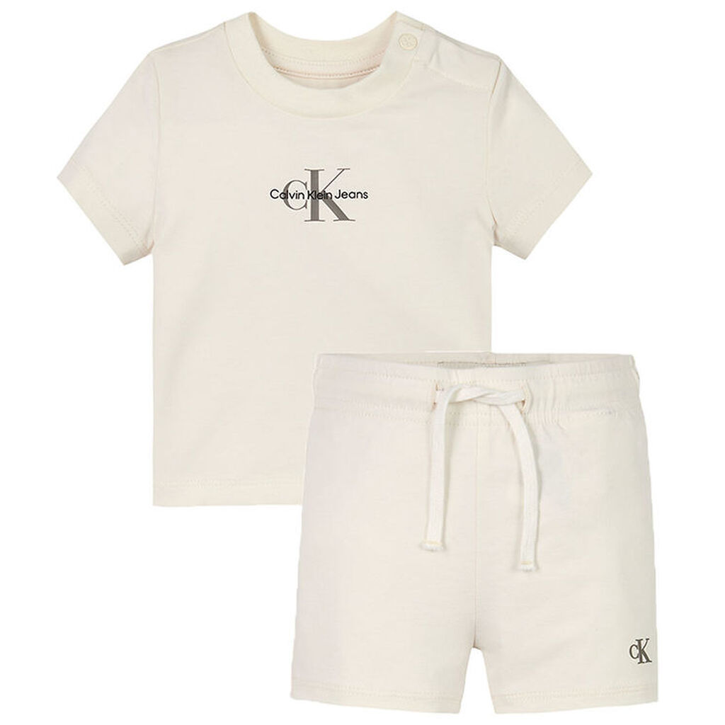 Calvin Klein Shorts/T-shirt - Monogram Logo - Tofu White