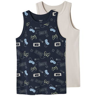 Name It Undertrøjer - Noos - NkmTank - 2-pak - Navy Blazer/Pumpk