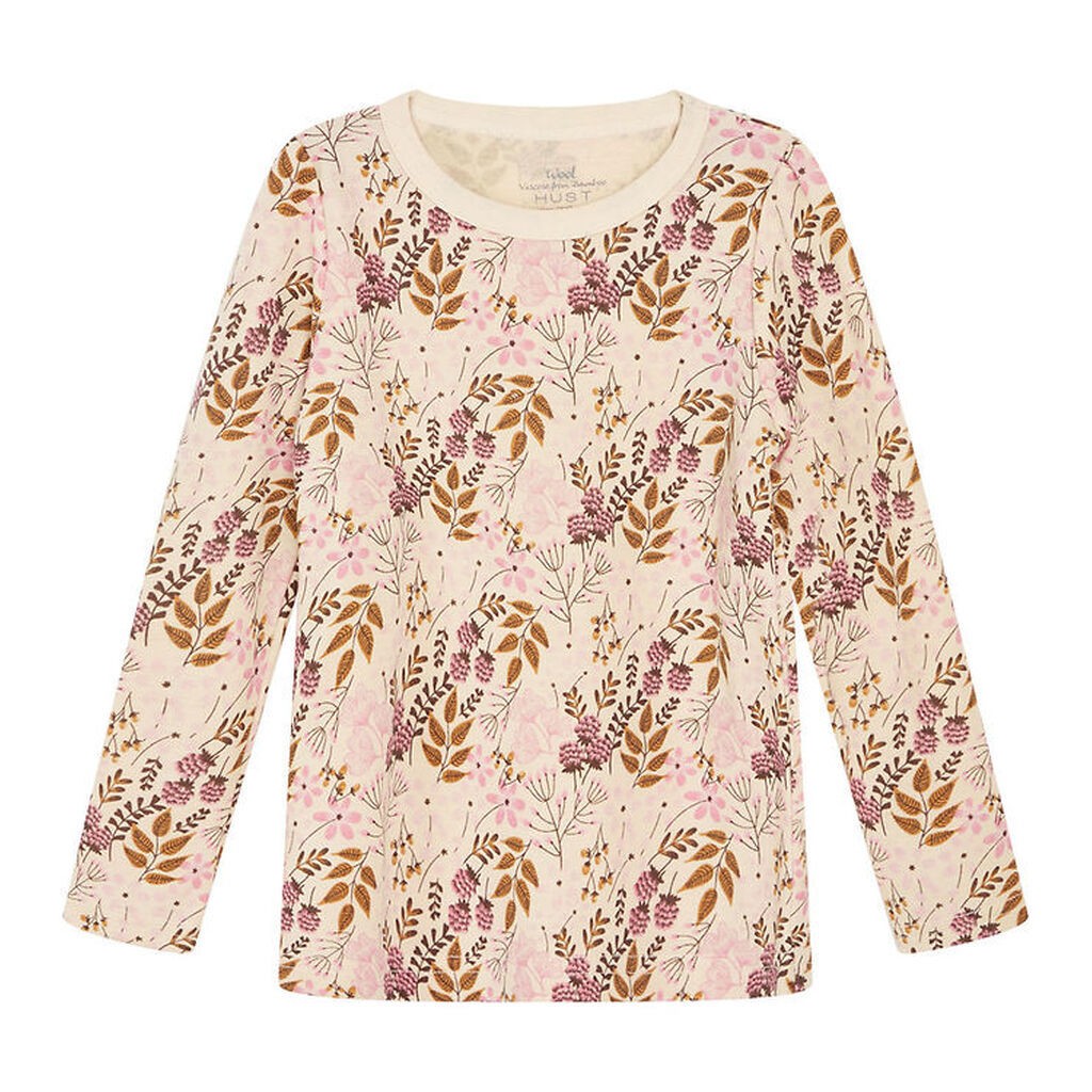 Hust and Claire Bluse - Uld/Bambus - Abbelin - Orchid m. Blomste