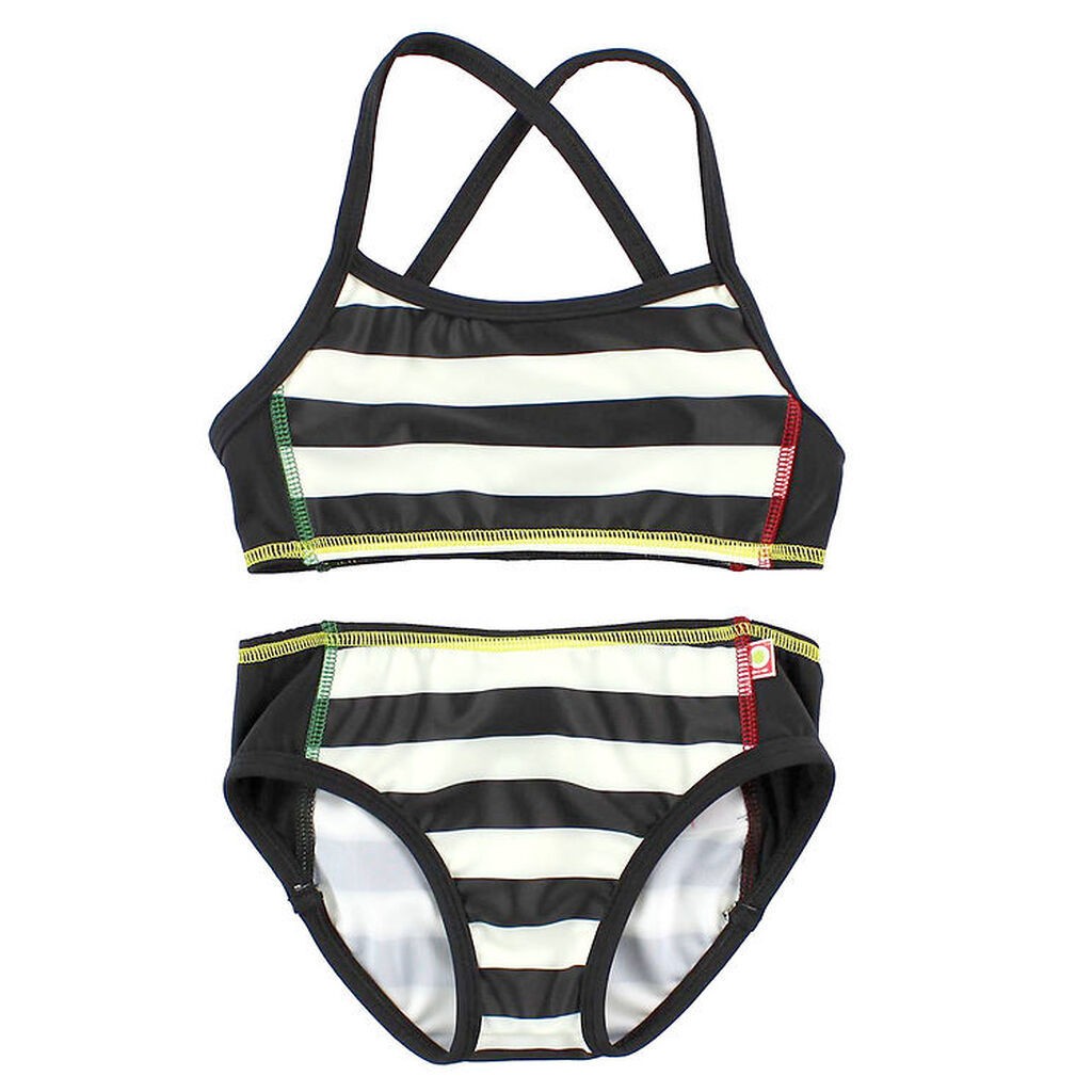Katvig Classics Bikini - UV60 - Sort/Hvidstribet