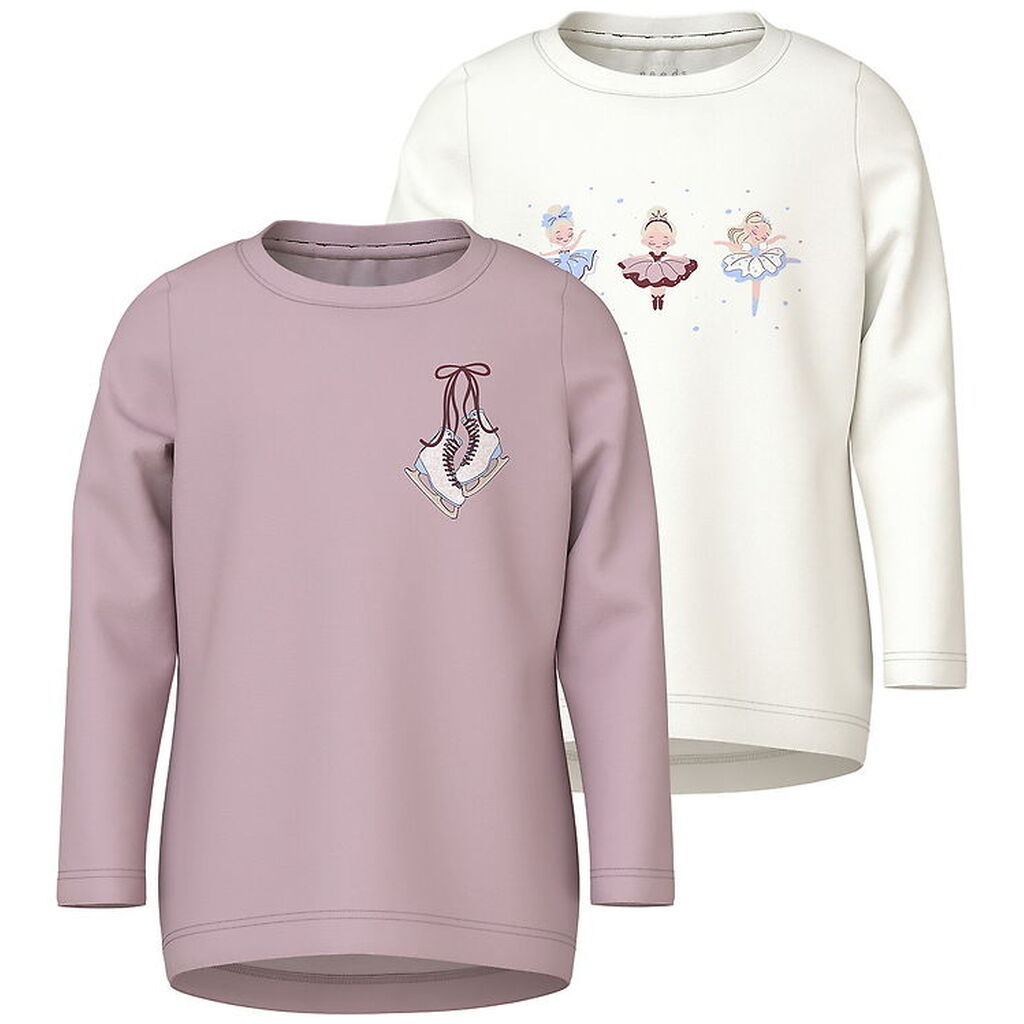 Name It Bluse - 2-pak - NmfVix - Cloud Dancer/Keepsake Lilac Par